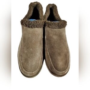 Lands End Women's Chalet Shearling Slip-on Shoes Tan Suede Size 8.5b